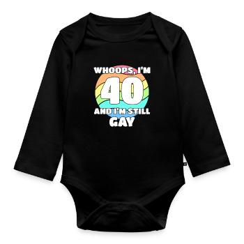 Funny Gay Pride - 40th Birthday 40 BDay Lesbian - Organic Longsleeve Baby Bodysuit - black - Front