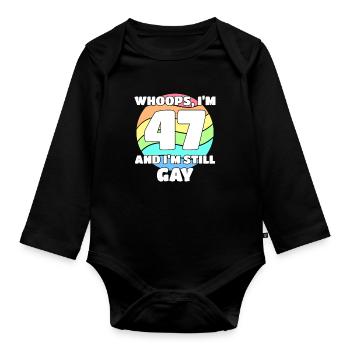 47e anniversaire 47 BDay Lesbienne Gay Bi Trans - - Body Bébé bio manches longues - noir - Devant