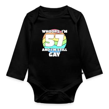 57th Birthday 57 BDay Lesbian Gay Bi Trans - - Organic Longsleeve Baby Bodysuit - black - Front