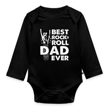 Bester Rock'n'Roll-Vater aller Zeiten Gitarrenmusiker Bester - Baby Bio-Langarm-Body - Schwarz - Vorne