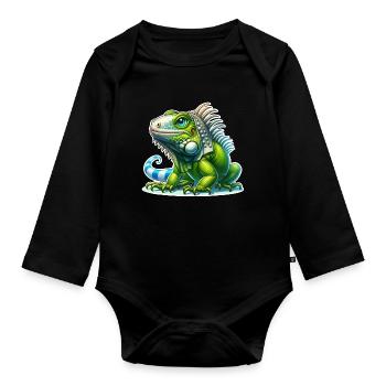 Iguana - Organic Longsleeve Baby Bodysuit - black - Front