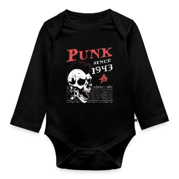 Punk depuis 1943, Punks Not Dead, 81 ans et - Body Bébé bio manches longues - noir - Devant
