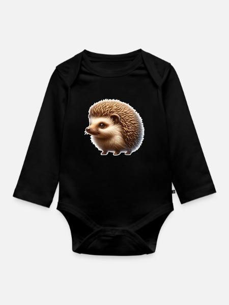 Igel - Baby Bio-Langarm-Body - Schwarz