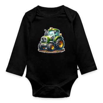 Traktor - Baby Bio-Langarm-Body - Schwarz - Vorne
