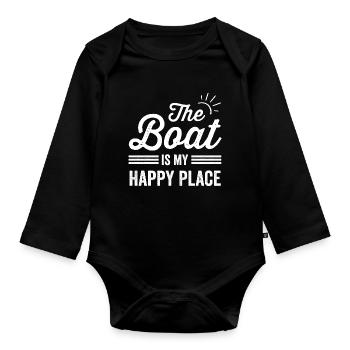 My Boat Is my Happy Place My Boat Lover - Organic Longsleeve Baby Bodysuit - black - Front