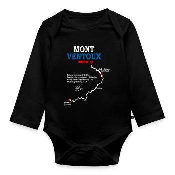 Vélo Mont Ventoux carte itinéraire Ventoux Bédoin - Body Bébé bio manches longues - noir - Devant