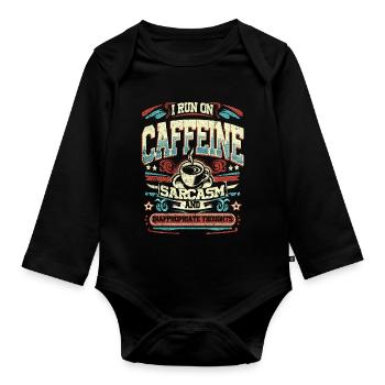 Caffeine & Sarcasm Design Cheeky Humor - Organic Longsleeve Baby Bodysuit - black - Front