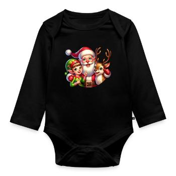 Noël du Père Noël - Body Bébé bio manches longues - noir - Devant