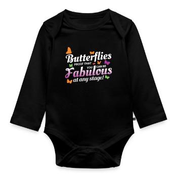 Schmetterlinge, Schmetterlinge, Insektensammler, Entomologie - Baby Bio-Langarm-Body - Schwarz - Vorne