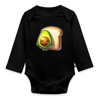 Toast à l’avocat - Body Bébé bio manches longues - noir - Devant