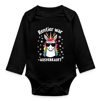 Rentier war ausverkauft Einhorn - Baby Bio-Langarm-Body - Schwarz - Vorne