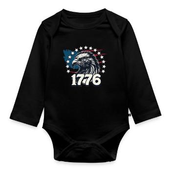 American USA Freedom Justice Fighter Abe 1776 - Organic Longsleeve Baby Bodysuit - black - Front