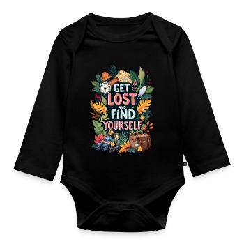 Get Lost - Organic Longsleeve Baby Bodysuit - black - Front
