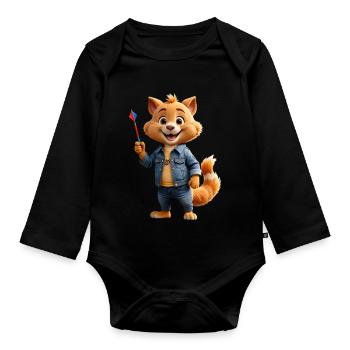Cute animal - Organic Longsleeve Baby Bodysuit - black - Front