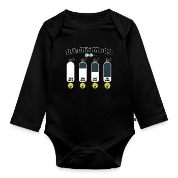 Tauchflasche Tauchen Taucher diving diver scuba - Baby Bio-Langarm-Body - Schwarz - Vorne