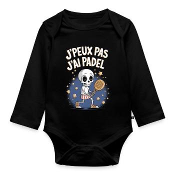 J'peux pas j'ai Padel - Body Bébé bio manches longues - noir - Devant
