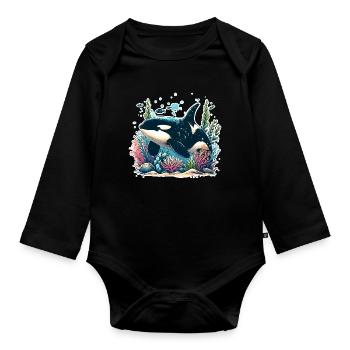 Orque Épaulard - Body Bébé bio manches longues - noir - Devant