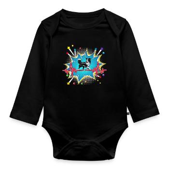 Grill Pop Art Comic Retro Herzschlag - Baby Bio-Langarm-Body - Schwarz - Vorne