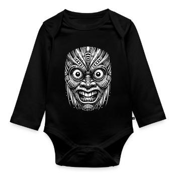 Maske - Baby Bio-Langarm-Body - Schwarz - Vorne