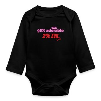 98% cute, 2% devilish – Funny design - Organic Longsleeve Baby Bodysuit - black - Front
