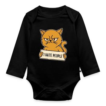 Ich hasse Menschen Asoziale Katze - Baby Bio-Langarm-Body - Schwarz - Vorne