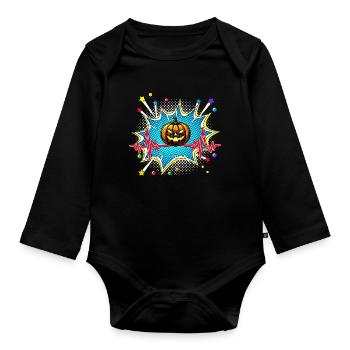 Kaffee Pop Art Comic Retro Herzschlag - Baby Bio-Langarm-Body - Schwarz - Vorne