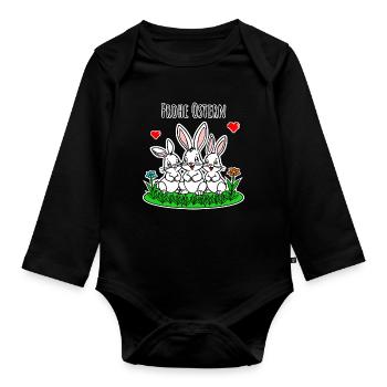 Frohe Ostern mit der Oster Hasen Familie - Baby Bio-Langarm-Body - Schwarz - Vorne