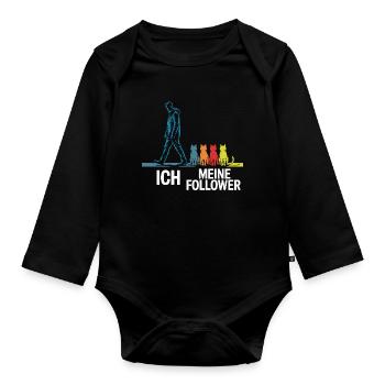 Ich & meine Follower – Katzenhumor Design - Baby Bio-Langarm-Body - Schwarz - Vorne