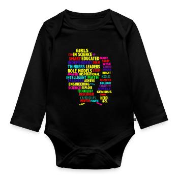 Girls In Science - Organic Longsleeve Baby Bodysuit - black - Front