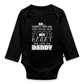 There is This Girl Calls Me Daddy Father's day - Organic Longsleeve Baby Bodysuit - black - Front