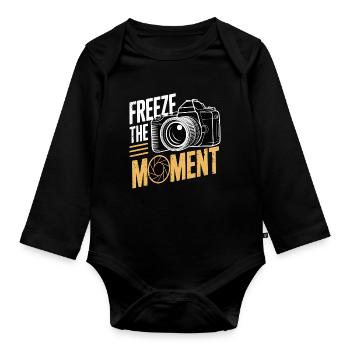Freeze The Moment Fotograf Fotografieren - Baby Bio-Langarm-Body - Schwarz - Vorne