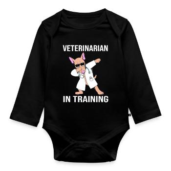 Vétérinaire Médecine vétérinaire Vétérinaire Vétérinaire - Body Bébé bio manches longues - noir - Devant