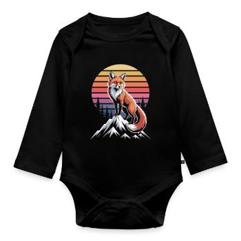 Fuchs Wald Natur - Baby Bio-Langarm-Body - Schwarz - Vorne