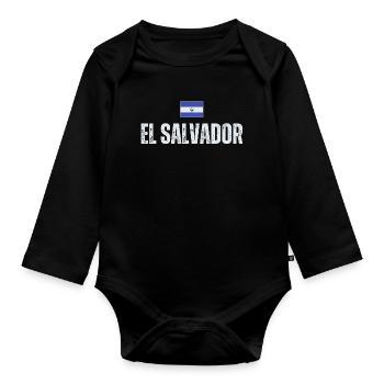 Drapeau du Salvador, j'aime le Salvador - Body Bébé bio manches longues - noir - Devant