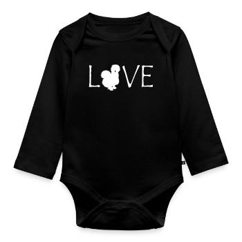 Seidenhuhn  Love-Design mit Tieremblem - Baby Bio-Langarm-Body - Schwarz - Vorne