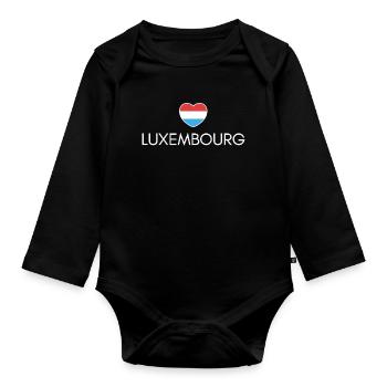 J’aime le Luxembourg, cœur du Luxembourg - Body Bébé bio manches longues - noir - Devant