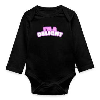 Im Delight Bubble Text - Organic Longsleeve Baby Bodysuit - black - Front