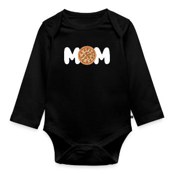 Mama Pizzaliebhaberin lustiges Geschenk für sie - Baby Bio-Langarm-Body - Schwarz - Vorne