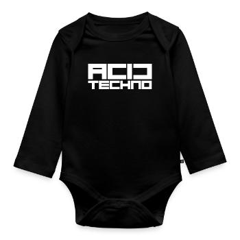 techno acide - Body Bébé bio manches longues - noir - Devant