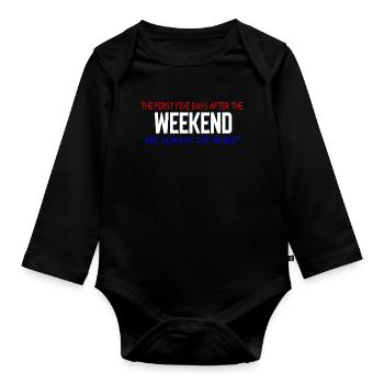 Weekend Blues: The First Five Days - Organic Longsleeve Baby Bodysuit - black - Front