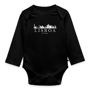Lissabon, Portugal, Lissabons Skyline - Baby Bio-Langarm-Body - Schwarz - Vorne