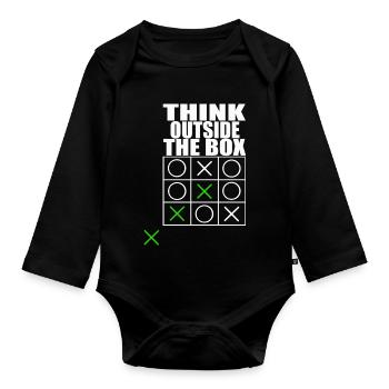 think outside the box - Organic Longsleeve Baby Bodysuit - black - Front
