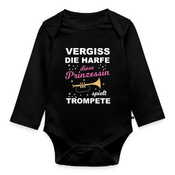 Vergiss die Harfe, diese Prinzessin.. - Geschenk - Baby Bio-Langarm-Body - Schwarz - Vorne