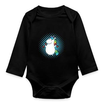 Unicorn sports dick - Organic Longsleeve Baby Bodysuit - black - Front
