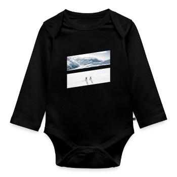 Skitour - Baby Bio-Langarm-Body - Schwarz - Vorne