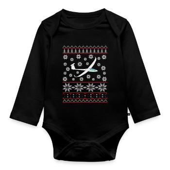 ugly christmas segelflug Segelflieger Discus - Baby Bio-Langarm-Body - Schwarz - Vorne