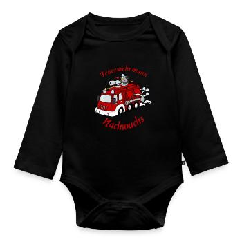 Feuerwehr, Nachwuchs, Feuer, Mann, Frau, Cool - Baby Bio-Langarm-Body - Schwarz - Vorne