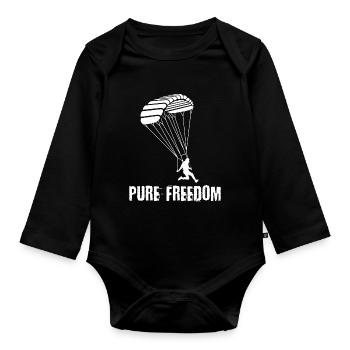 Skydiving freedom - Organic Longsleeve Baby Bodysuit - black - Front