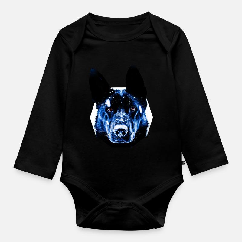 schäferhund - Baby Bio-Langarm-Body - Schwarz