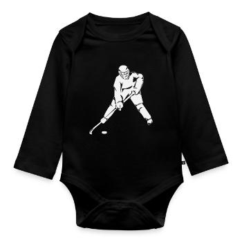 Ice hockey player - Organic Longsleeve Baby Bodysuit - black - Front